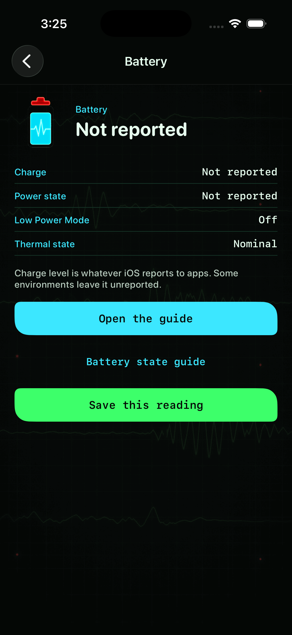 Battery lens with charge state and Low Power Mode